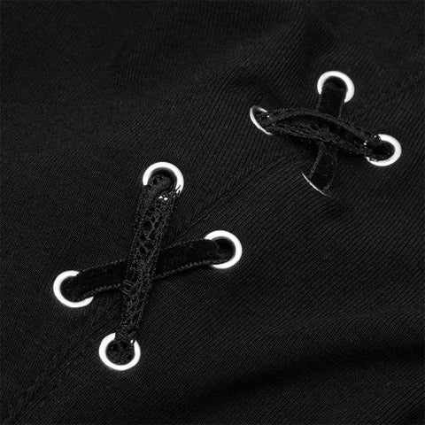 Leichtes Gothic geschnürtes, dünnes Brust-T-Shirt