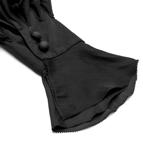 Rokoko-Hemd mit V-Ausschnitt und plissierten Blasenärmeln