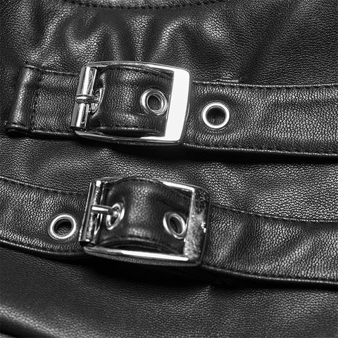 Metallische Schnalle mit hoher Taille Dekorativer Plissee-PU-Halbrock