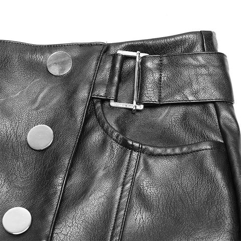 Militäruniform Schnalle Skinny PU Lederhose (mit Gürtel)