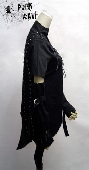 Schwarze visuelle Kei Punk Shirts mit kleinem hohem Kragen