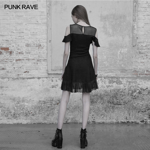 Punk Rave Mesh Nähten Chiffon kurzes Kleid