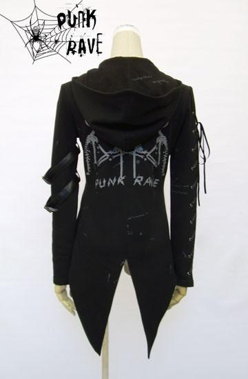 Schwarze Langarm Punk Jacke mit Kapuze für Männer