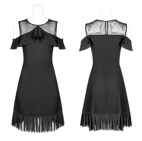 Punk Rave Mesh Nähten Chiffon kurzes Kleid