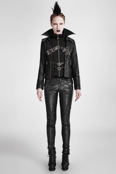 Mode Chinchilla Leder Punk Mantel