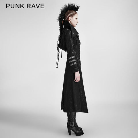Schwarzer Winter High Collar Long Rock Punk Mantel