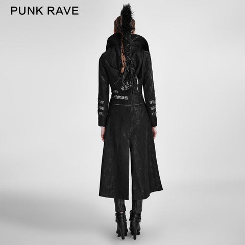 Schwarzer Winter High Collar Long Rock Punk Mantel