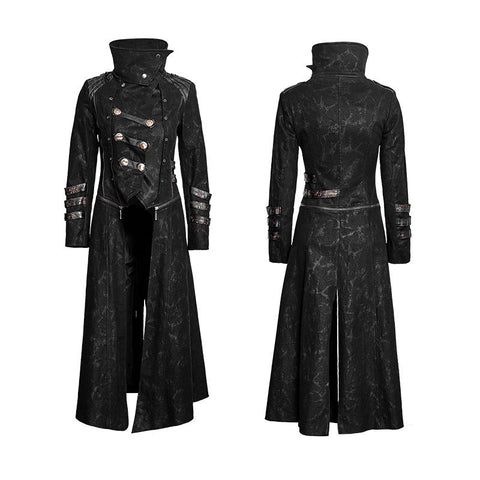 Schwarzer Winter High Collar Long Rock Punk Mantel
