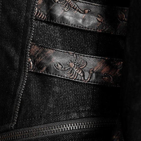 Schwarzer Winter High Collar Long Rock Punk Mantel