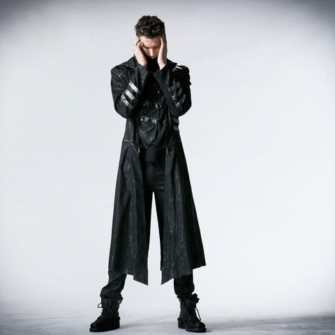 Schwarzer Winter High Collar Long Rock Punk Mantel