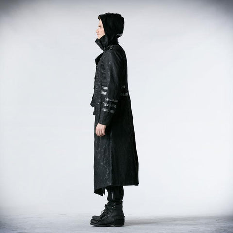 Schwarzer Winter High Collar Long Rock Punk Mantel