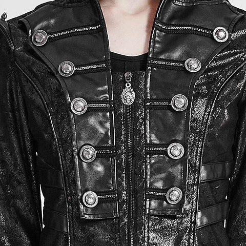 Mode schwarz lange Leder Punk Trenchcoats mit Stehkragen