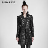 Mode schwarz lange Leder Punk Trenchcoats mit Stehkragen