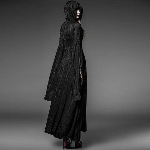 Schwarze sexy übergroße gotische Trenchcoats mit Kapuze für junge Frauen