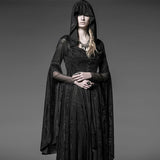 Schwarze sexy übergroße gotische Trenchcoats mit Kapuze für junge Frauen