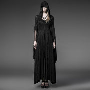 Schwarze sexy übergroße gotische Trenchcoats mit Kapuze für junge Frauen