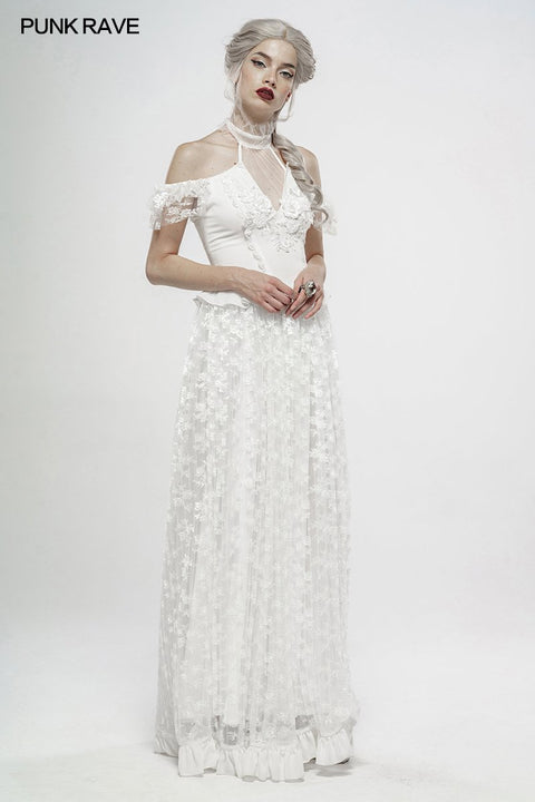 Gotisches wunderschönes schulterfreies Spitzenkleid