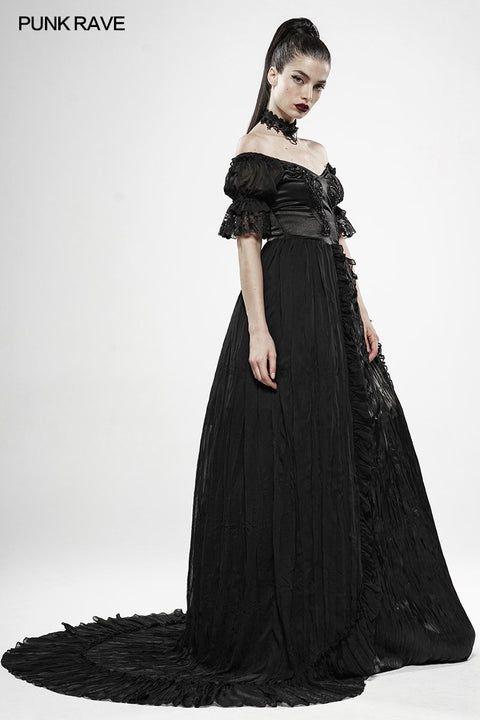 Schulterfreies schwarzes Federkleid