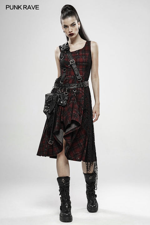 Punk Rebellious Girl Unregelmäßiges Kleid - Rot