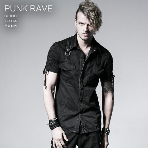 Top Sale Seilbinden Kurzarm Denim Punk Shirts