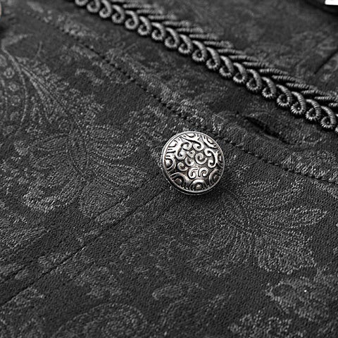 Schwarze geprägte Muster-gotische Weste mit Schwalbenschwanz