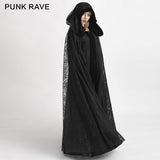Samt Stoff Big Cape Gothic Trenchcoats mit Blumenmuster