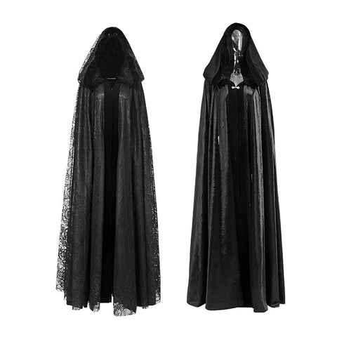 Samt Stoff Big Cape Gothic Trenchcoats mit Blumenmuster