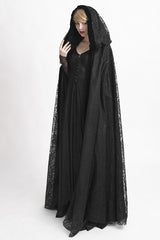 Samt Stoff Big Cape Gothic Trenchcoats mit Blumenmuster