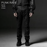 Punk Black Winter Blumenmuster Männer Slim Gothic Pants