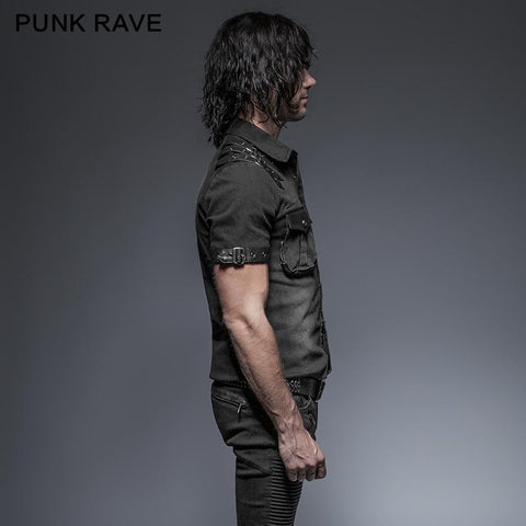 Causal Tie-Dye Kurzarm Punk Shirts mit zwei Taschen