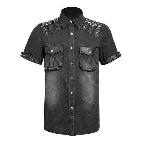 Causal Tie-Dye Kurzarm Punk Shirts mit zwei Taschen
