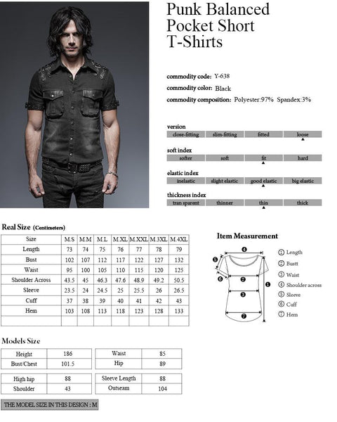 Causal Tie-Dye Kurzarm Punk Shirts mit zwei Taschen