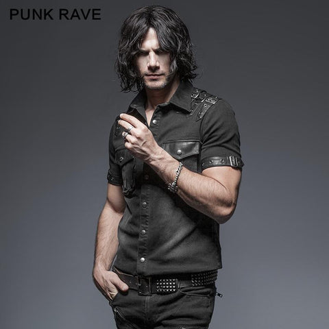 Causal Tie-Dye Kurzarm Punk Shirts mit zwei Taschen