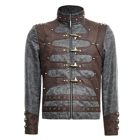 Steampunk Short Punk Jacke mit Reißverschluss und Stehkragen