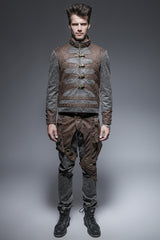 Steampunk Short Punk Jacke mit Reißverschluss und Stehkragen