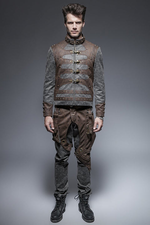 Steampunk Short Punk Jacke mit Reißverschluss und Stehkragen