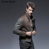 Steampunk Short Punk Jacke mit Reißverschluss und Stehkragen