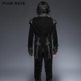 Einzigartige Asymmetrie Balck Gothic Trenchcoats mit Schwalbenschwanz