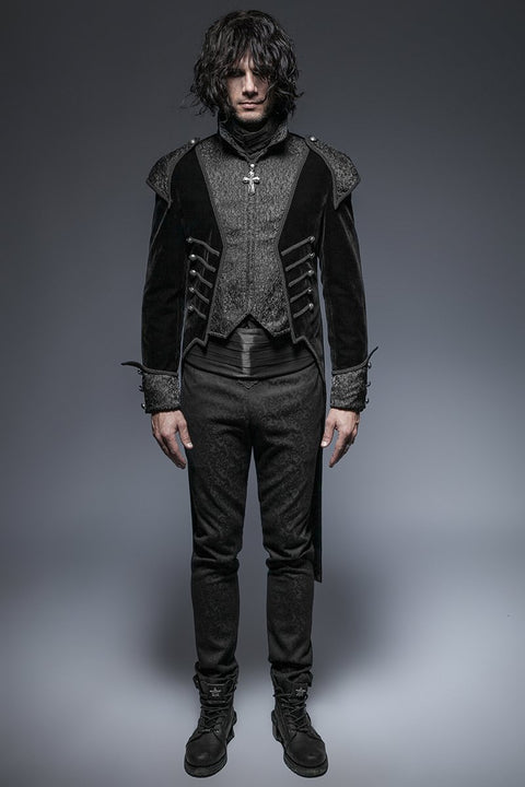 Einzigartige Asymmetrie Balck Gothic Trenchcoats mit Schwalbenschwanz