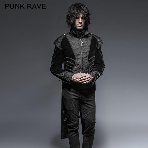 Einzigartige Asymmetrie Balck Gothic Trenchcoats mit Schwalbenschwanz