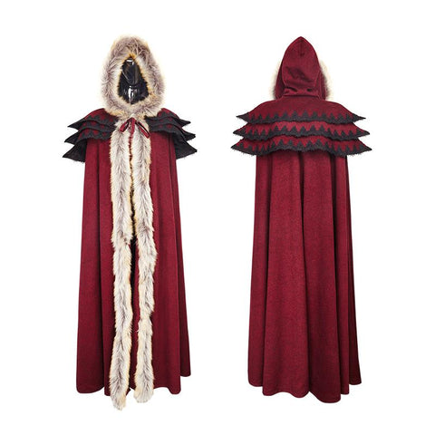 Gotische Trenchcoats mit langem Umhang und ausgezeichnetem Wollkragen