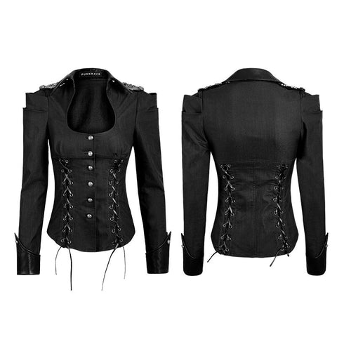 Twill Stoff Punk Shirts mit Zeichenkette Militäruniform