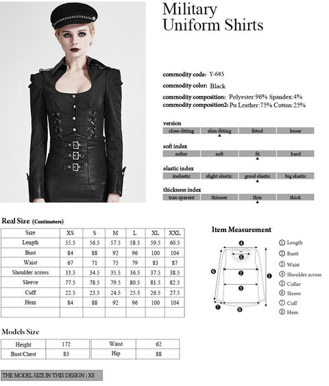 Twill Stoff Punk Shirts mit Zeichenkette Militäruniform