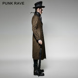 Gelber und schwarzer vertikaler Streifen-Punk-Mantel mit einem Revers