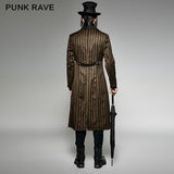 Gelber und schwarzer vertikaler Streifen-Punk-Mantel mit einem Revers