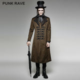 Gelber und schwarzer vertikaler Streifen-Punk-Mantel mit einem Revers