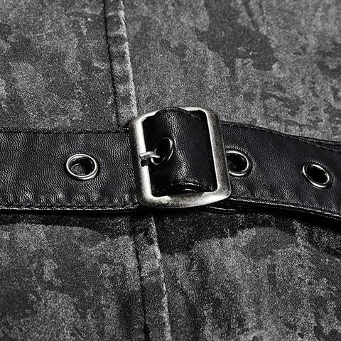 Punk-Weste mit V-Kragen und Metallschnitzknöpfen vorne