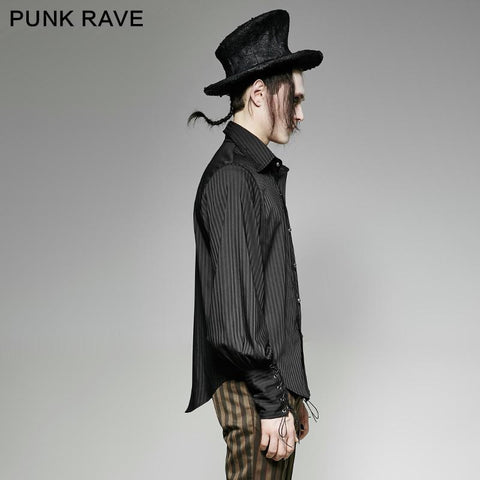 Große schwarze gestreifte Punk Shirt mit vertikalen Sinnesplaids