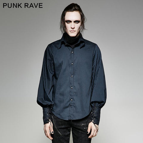 Große schwarze gestreifte Punk Shirt mit vertikalen Sinnesplaids