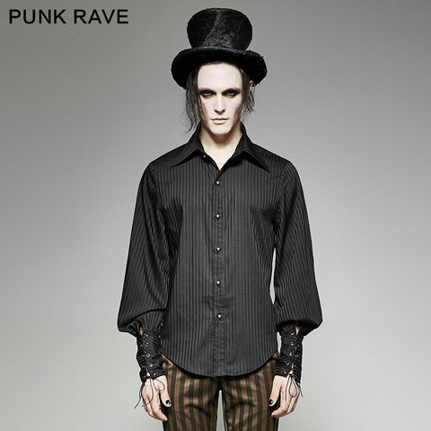 Große schwarze gestreifte Punk Shirt mit vertikalen Sinnesplaids